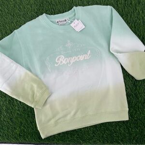 BONPOINT NWT KIDS' EMBROIDERED-LOGO OMBRÉ PRINT CREWNECK PULLOVER SWEATSHIRT